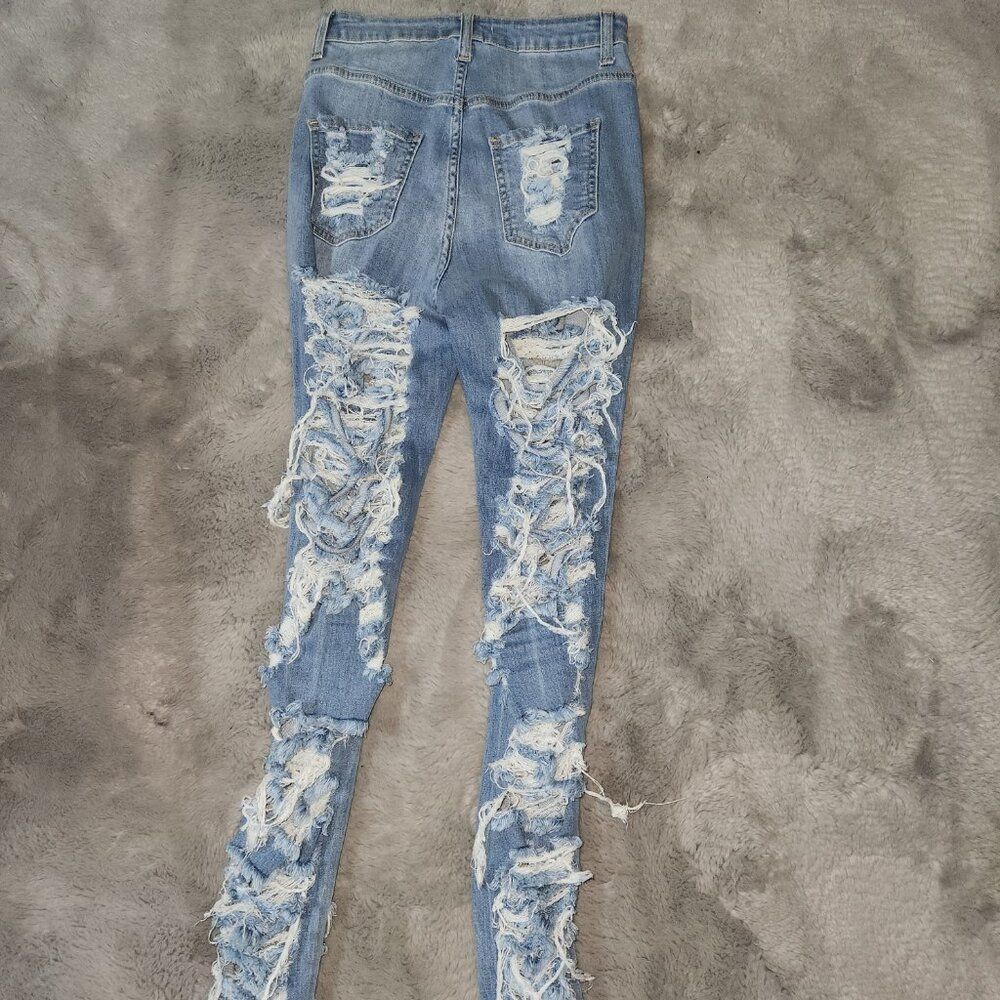 FULL DISTRESSED HIGH WAIST SKINNY JEANS- Size 5 - Picture 7 of 9